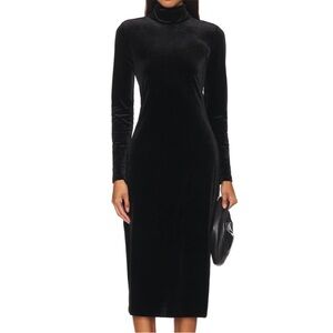 Steve Madden Black Velvet Turtleneck Midi Dress